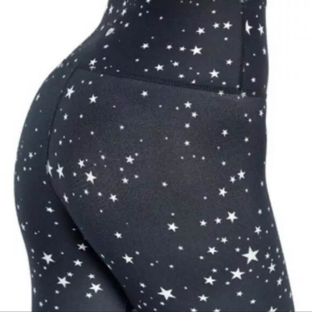 Wildfox Women's High Waist/Rise Black White Scattered Stars Printed 7/8 Leggings